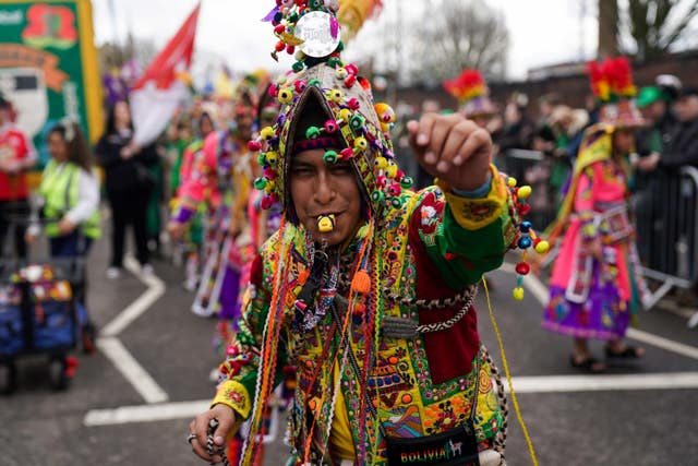 Performers take part in the St Patrick’s Day Parade in Birmingham