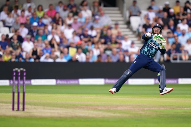 England’s Jos Buttler tries for a run out during the third one-day international at Headingley