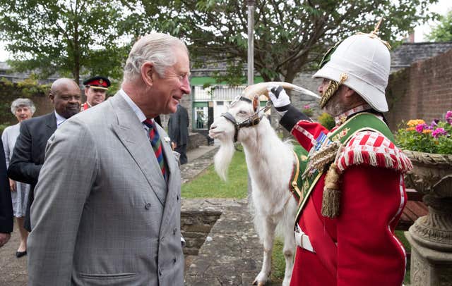 The Prince of Wales meeting Lance Corporal Shenkin III (Matt Cardy/PA)