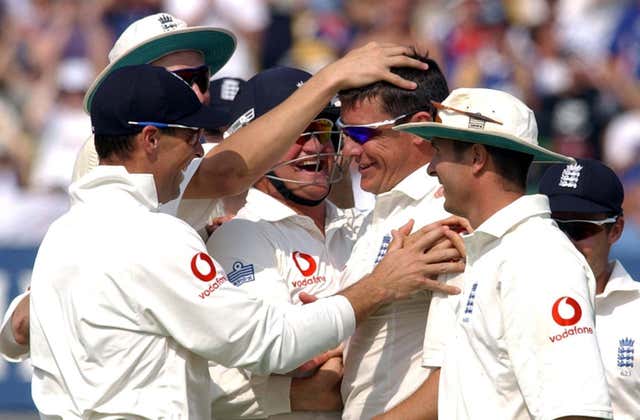 Ashley Giles, second right, and Michael Vaughan, right, were England team-mates