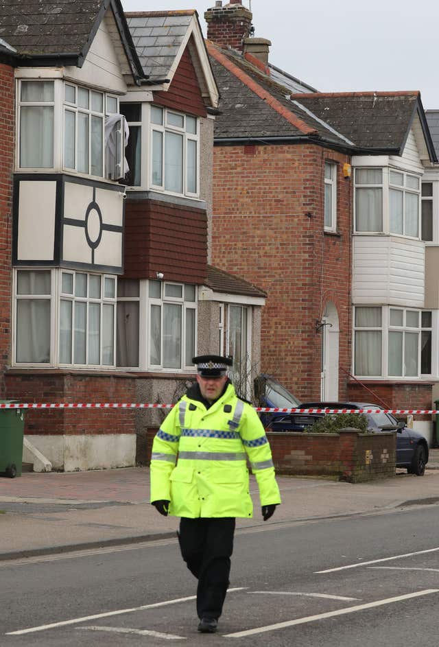 Police at the scene of the shootings in St Leonards, East Sussex (Gareth Fuller/PA)