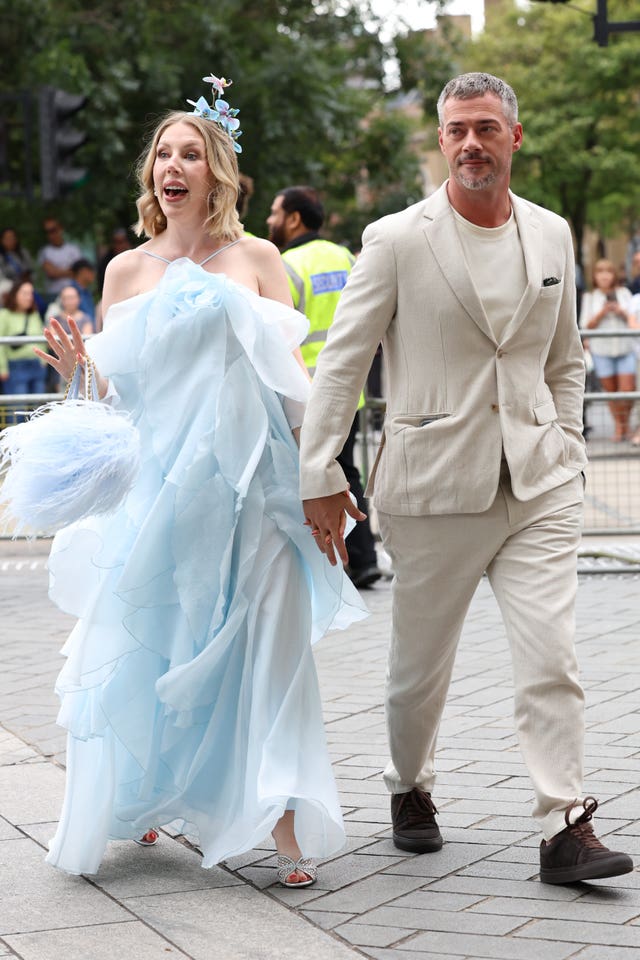 Katherine Ryan arrives for the wedding of Spice Girl Melanie Brown, Mel B, to fiance hairdresser Rory McPhee at St Paul’s Cathedral, London