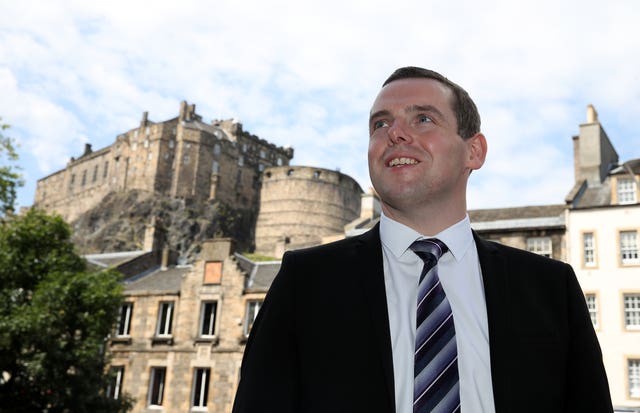 Douglas Ross in front of Edinburgh Castle