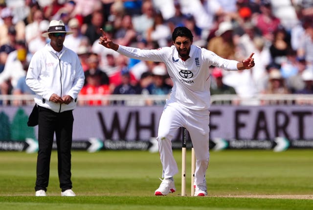Shoaib Bashir struck late on in the session