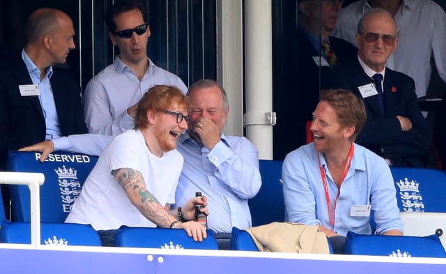 Ed Sheeran watched England-Australia at Lord's last month (Adam Davy/PA)