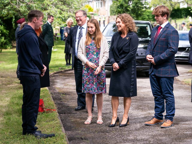 From left, Sir Tom's relatives Colin Ingram-Moore (son in law), Georgia Ingram-Moore (granddaughter), Hannah Ingram-Moore (daughter) and Benjie Ingram-Moore (grandson)