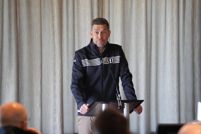 Chief executive of the R&A Mark Darbon speaks during the media day at Royal Portrush Golf Club in Northern Ireland