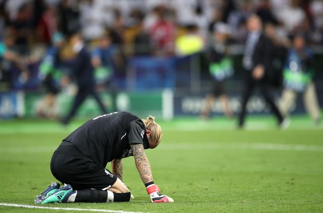 A dejected Loris Karius at the final whistle