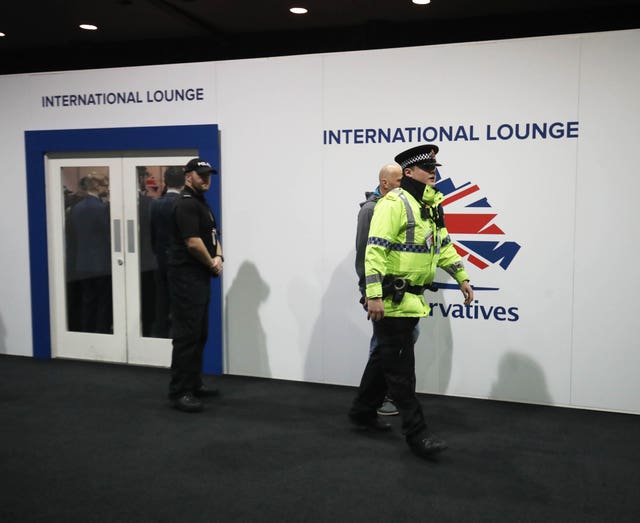 Police arriving at the Conservative Party Conference