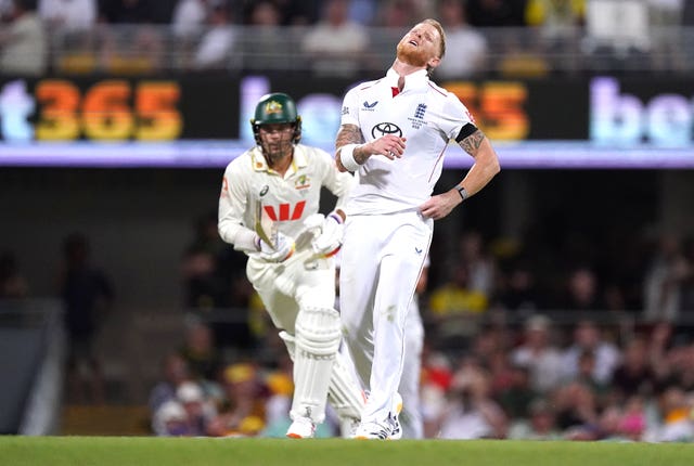 Ben Stokes reacts after a missed catch by Ben Duckett