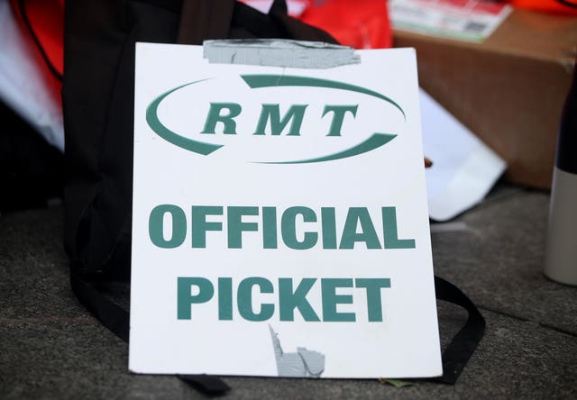 An RMT official picket poster