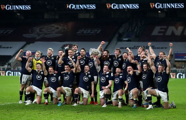 Scotland celebrate a famous win