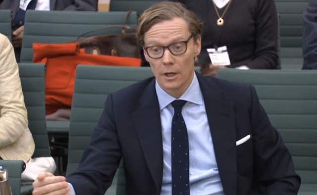 Chief executive of Cambridge Analytica Alexander Nix giving evidence to a Commons Digital, Culture Media and Sport Committee inquiry (PA)