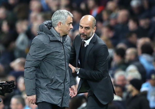 Pep Guardiola, right, and Jose Mourinho