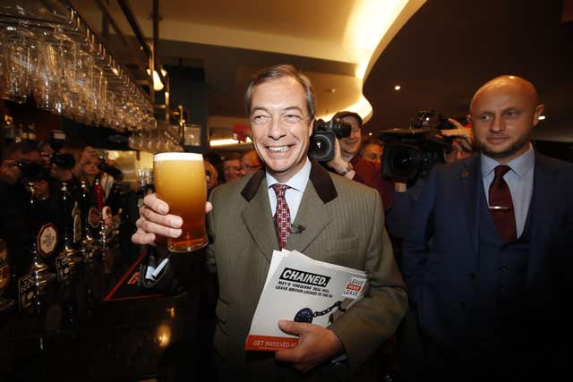 Nigel Farage at a Wetherspoons pub in Bolton 