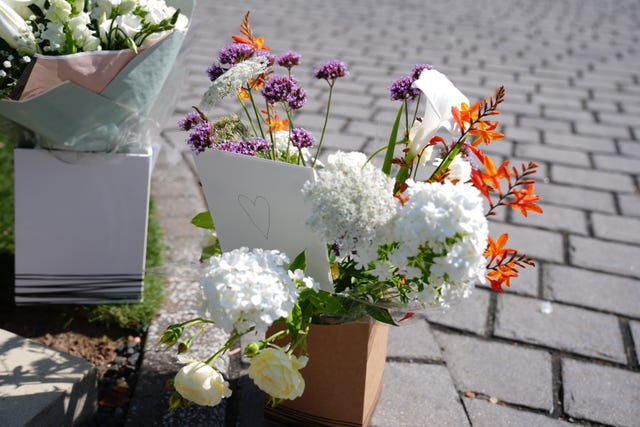 Flowers at the scene on Carnoustie Drive