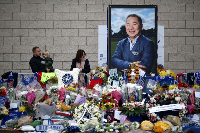 Tributes have flooded in outside Leicester's stadium since the tragedy on Saturday