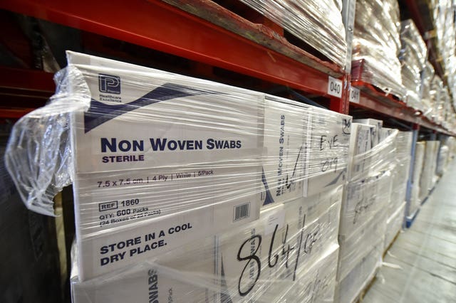 Boxes of medical swabs are among items being stockpiled