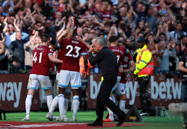 Marko Arnautovic scored West Ham's third goal against Manchester United