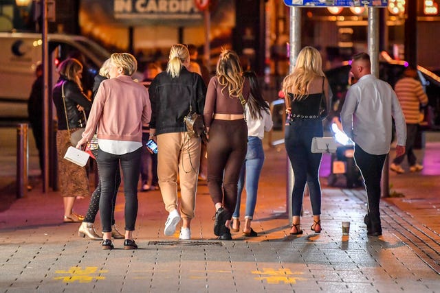 Young people out in Cardiff on Thursday night
