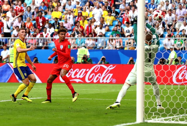 And England celebrated reaching the World Cup semi-finals for the first since 1990 as they saw off Sweden 2-0, with Harry Maguire and Dele Alli netting headers (Tim Goode/PA).
