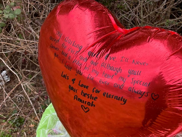 A message on a balloon left near the scene in the St Mellons area of Cardiff