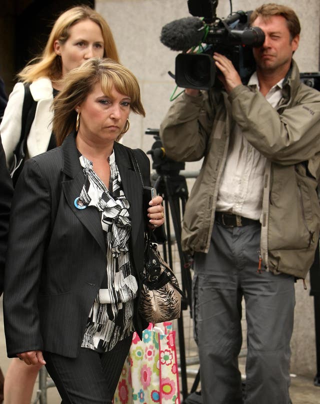 Denise Fergus leaves the Old Bailey, in central London in July 2010, following Jon Venables's appearance by videolink to enter pleas to charges of downloading and distributing indecent images of children (PA)