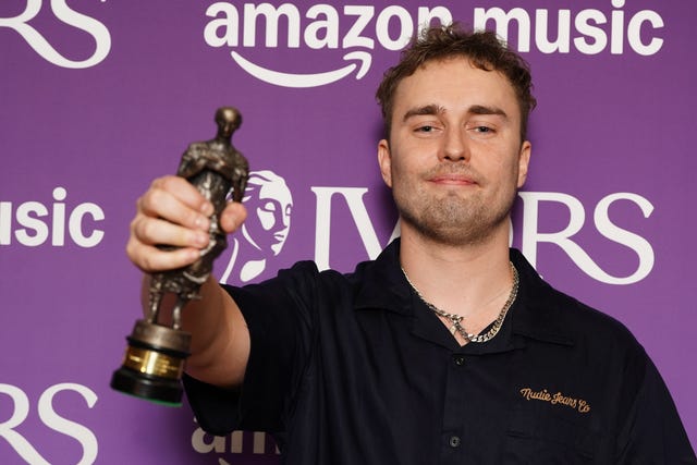 Sam Fender with his songwriter of the year award at the Ivor Novello Awards 2026