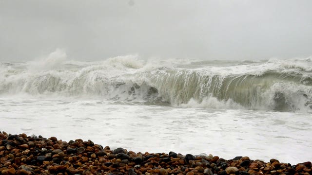 Waves crashing on to the beach at Black Rock in Brighton