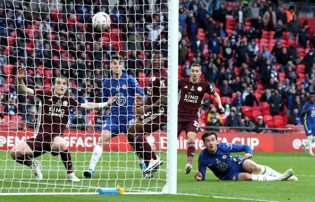 Chelsea's Ben Chilwell scores, only for his goal to be ruled out after a VAR check for offside 