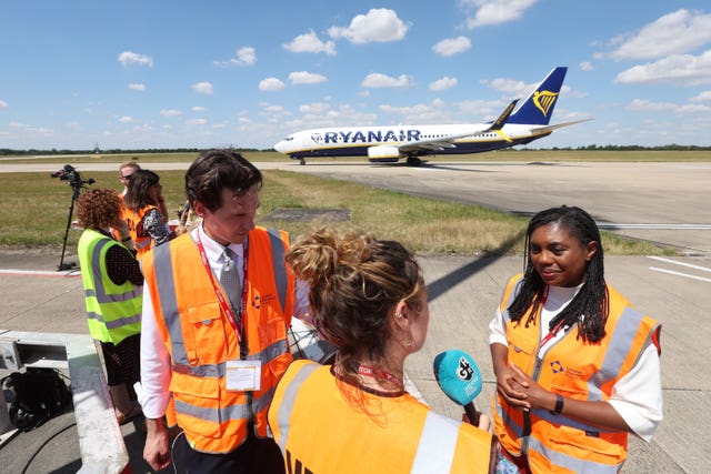 Kemi Badenoch visits Stansted Airport