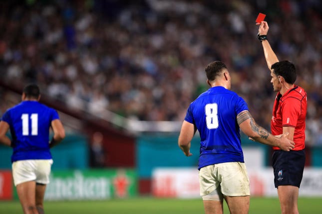 Referee Pascal Gauzere has shown seven red cards at Test level