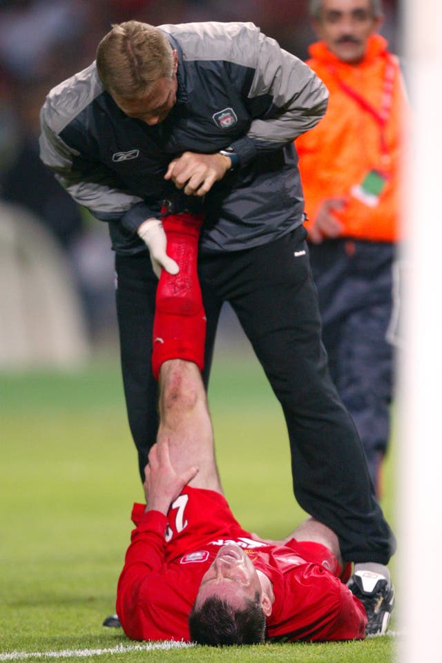 Carragher needed treatment for cramp after a whole-hearted effort in the 2005 final