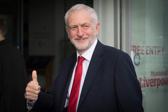 Jeremy Corbyn gives a thumbs-up