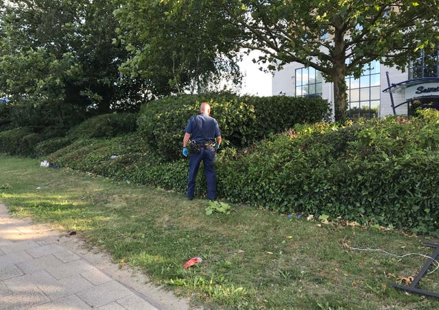 A police sniffer dog at the scene