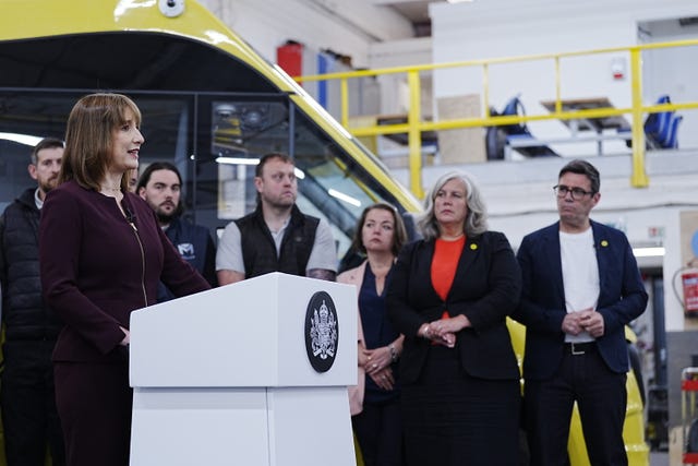 Transport Secretary Heidi Alexander, second right, and Andy Burnham, Mayor of Greater Manchester