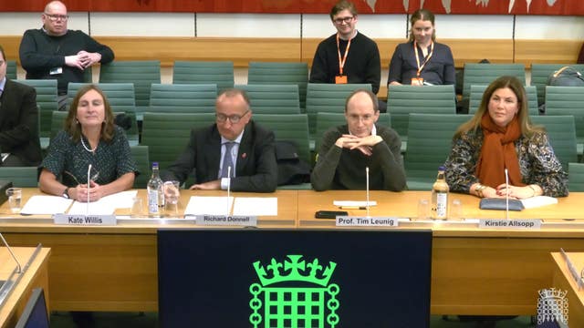 Kirsty Allsopp sitting in a panel of four in a Commons committee
