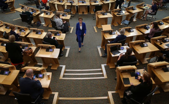 First Minister Nicola Sturgeon after her statement on Covid-19 lockdown easing to the Scottish Parliament