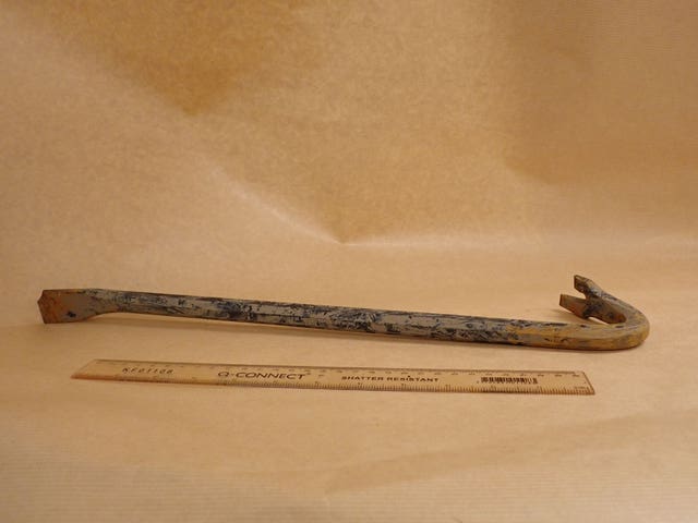 The crowbar used in the murder