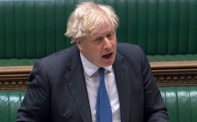 Boris Johnson during PMQs