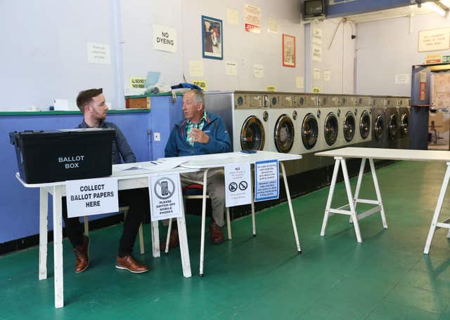 A polling station inside a launderette in Oxford