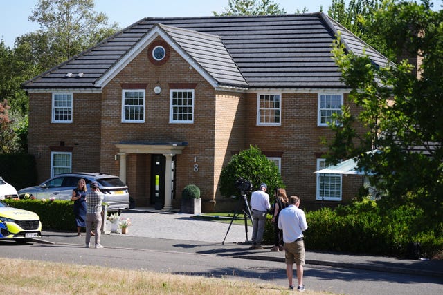 Police at the scene on Carnoustie Drive, Great Denham, near Bedford