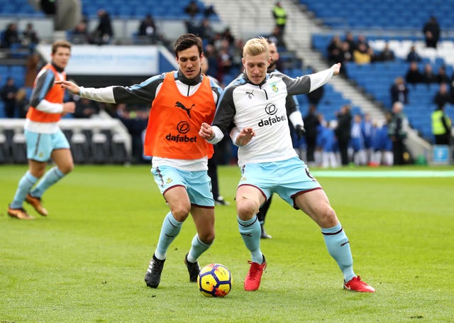 Jack Cork, left, and Ben Mee, right, are likely out for the rest of this season (Gareth Fuller/PA)