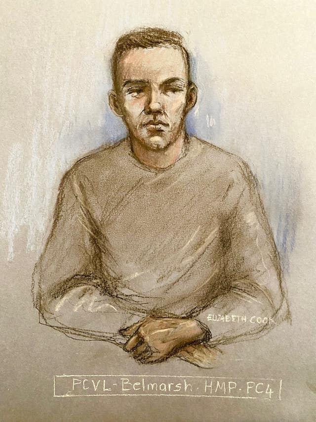 Court artist sketch of Roman Lavrynovych