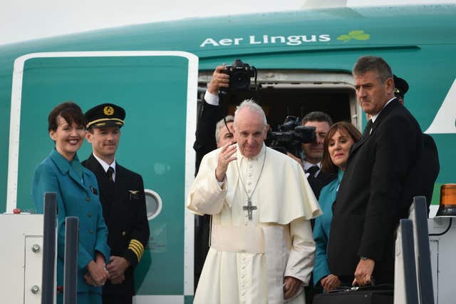 Pope gets on a plane