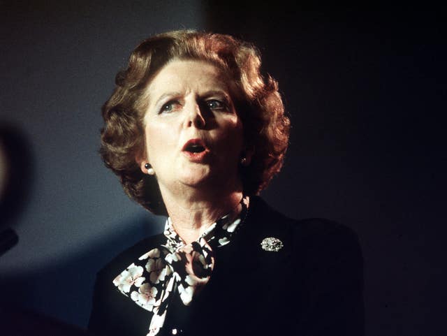File photo dated 09/10/1985 of former prime minister Baroness Thatcher (PA).