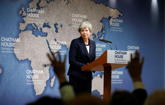 Theresa May making a speech in central London 