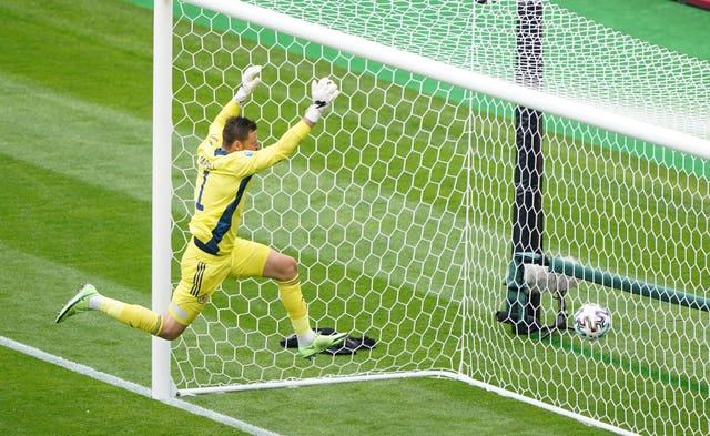 David Marshall scrambles to get the ball as Czech Republic's Patrik Schick scores from 50 yards 