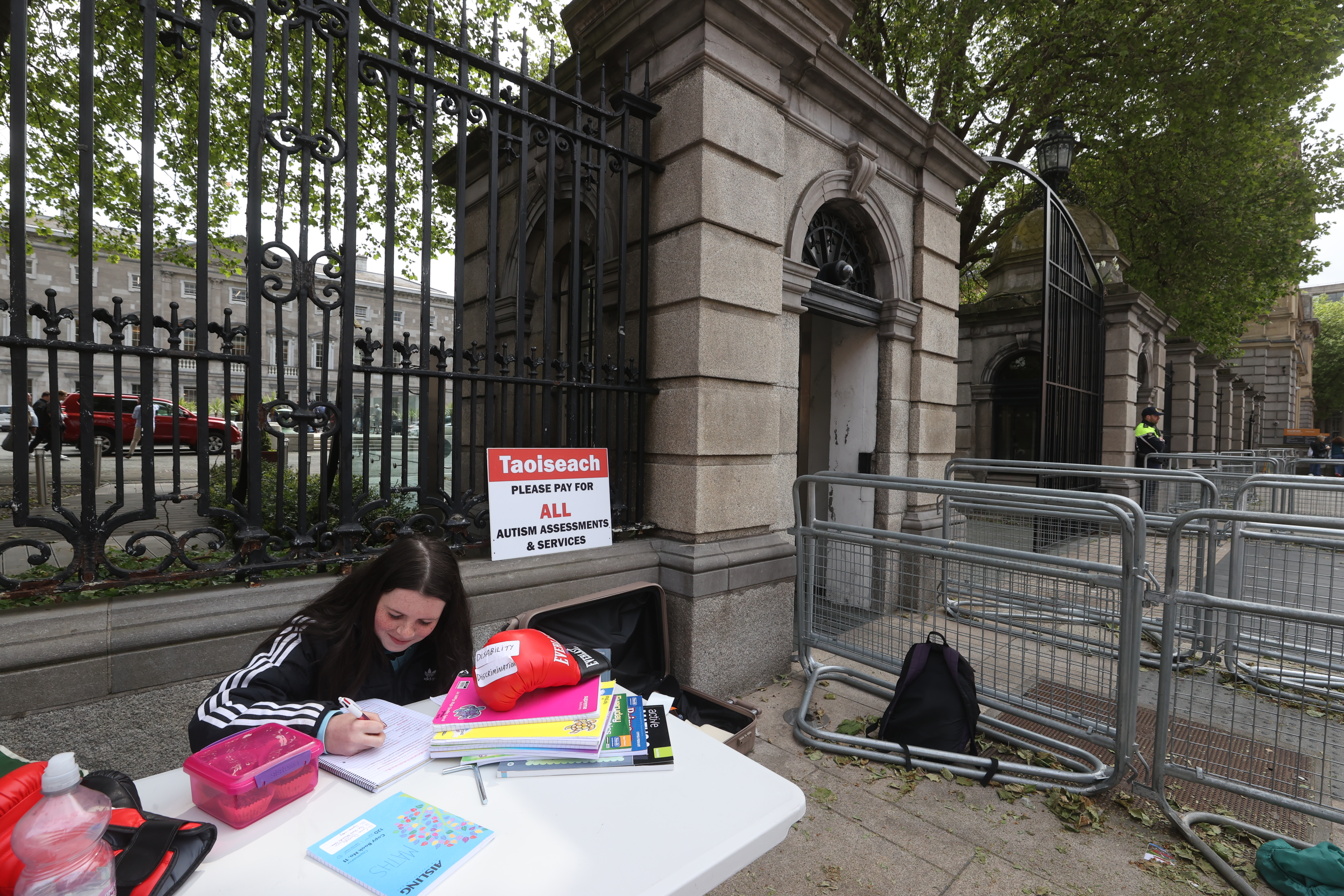 Disability campaigner Cara Darmody, 14, staging a protest