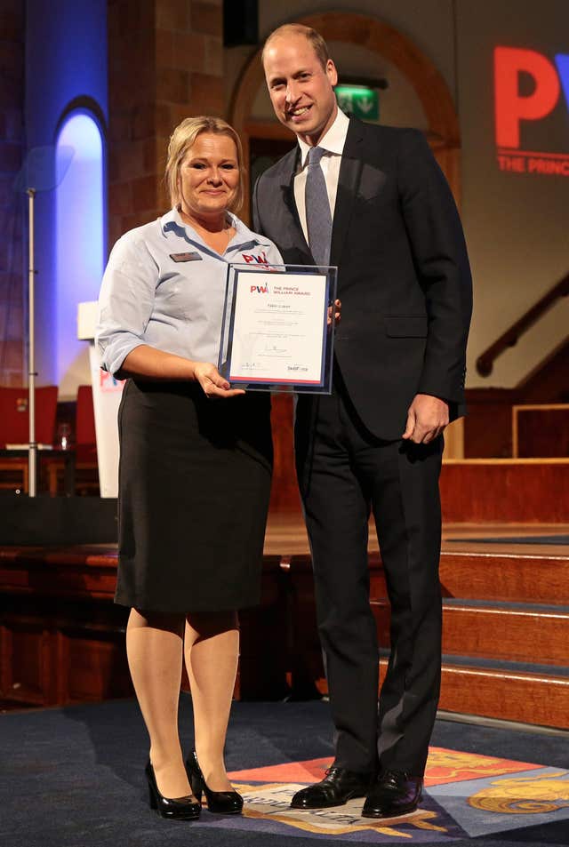 Duke of Cambridge with an award winner